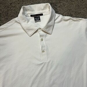 VTG Nike Tiger Woods Collection Dri-Fit White Golf Polo Shirt Sz XL Subtle Geo